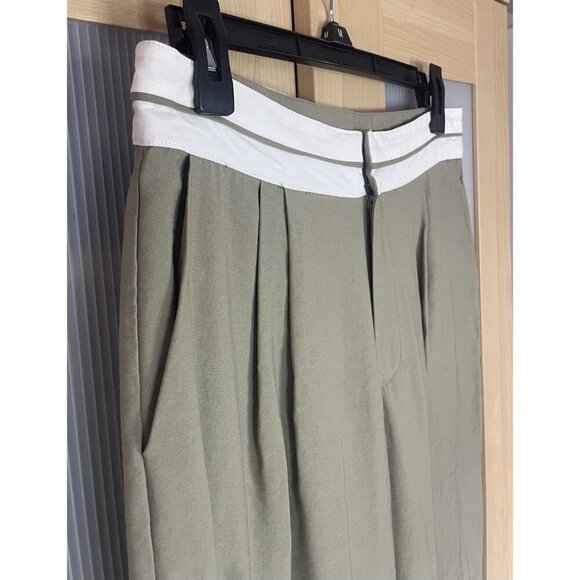 WAYF Women's High Waisted Green Wide Leg Pants Sz S 30” Casual Travel Streetwear - Picture 2 of 6